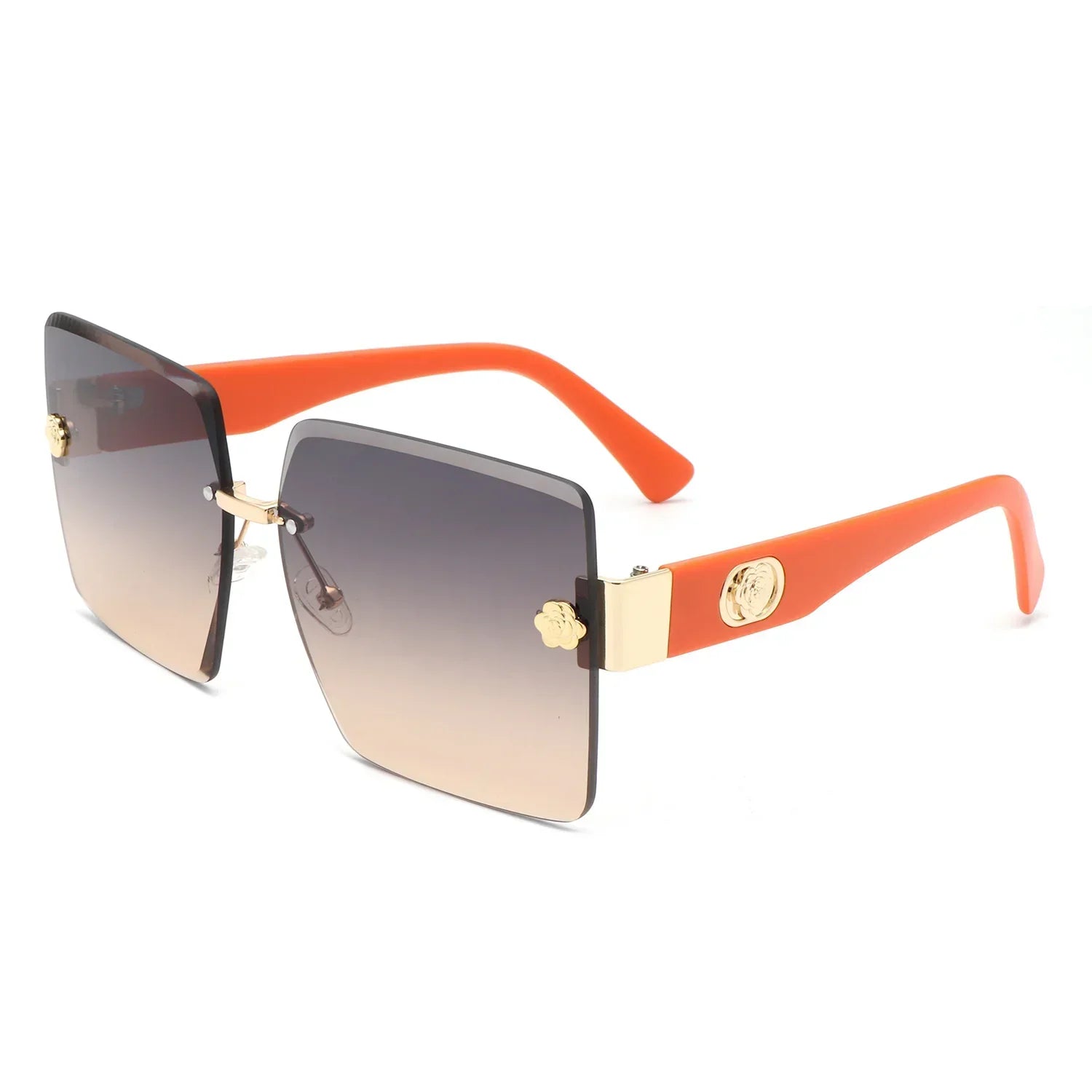 VR2058 - RIMLESS SQUARE FLAT TOP OVERSIZE SUNGLASSES