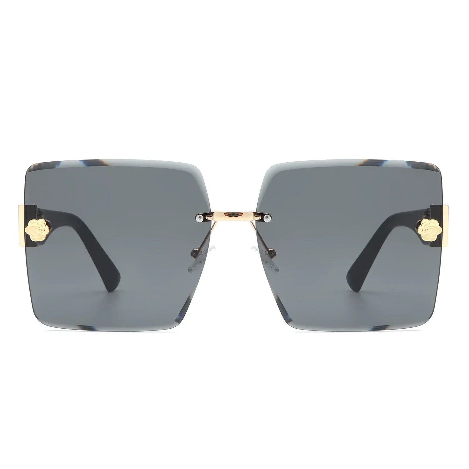 VR2058 - RIMLESS SQUARE FLAT TOP OVERSIZE SUNGLASSES