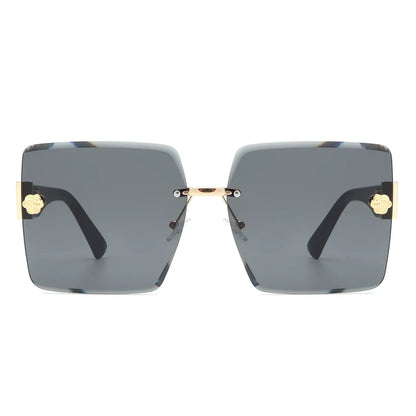 VR2058 - RIMLESS SQUARE FLAT TOP OVERSIZE SUNGLASSES