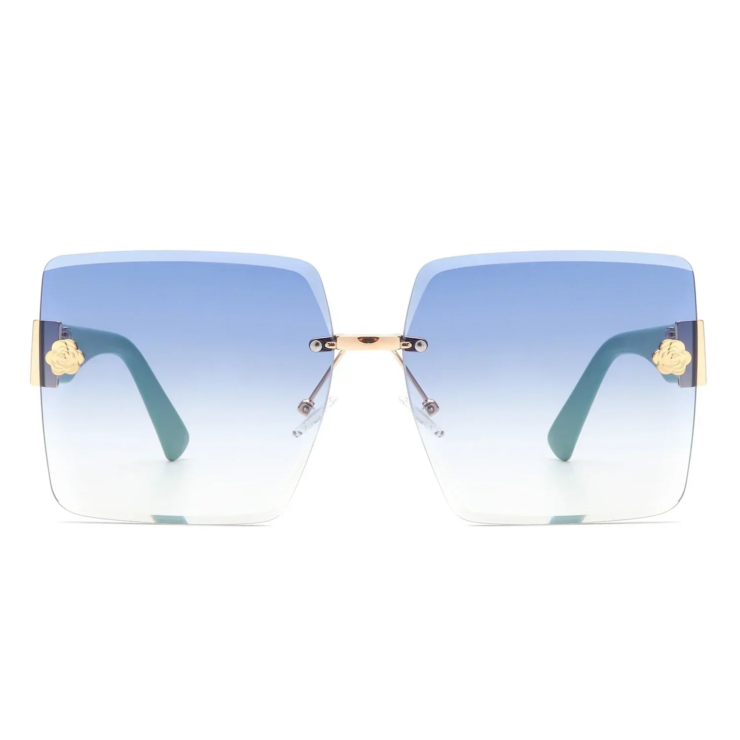 VR2058 - RIMLESS SQUARE FLAT TOP OVERSIZE SUNGLASSES