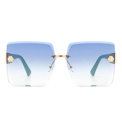 VR2058 - RIMLESS SQUARE FLAT TOP OVERSIZE SUNGLASSES