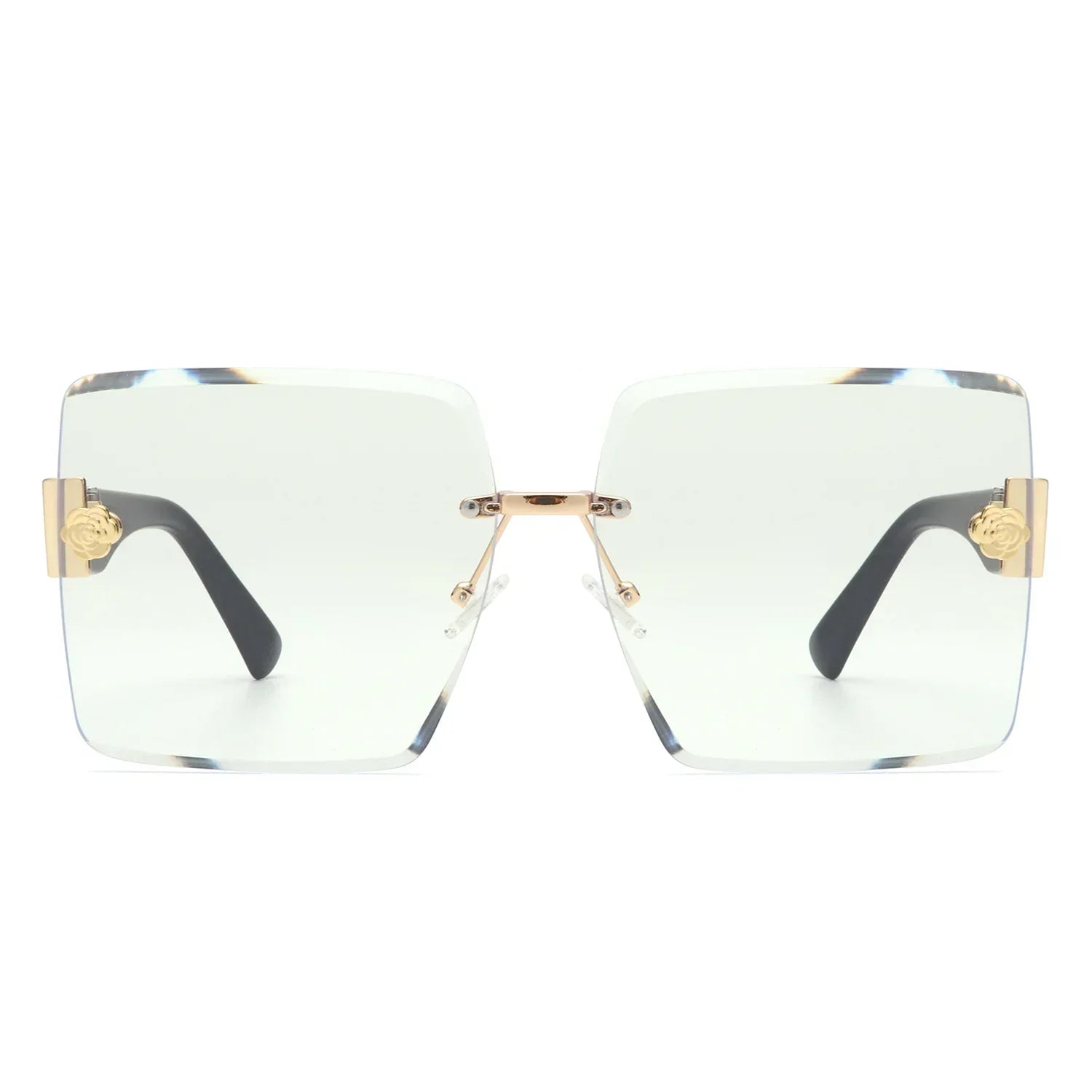 VR2058 - RIMLESS SQUARE FLAT TOP OVERSIZE SUNGLASSES