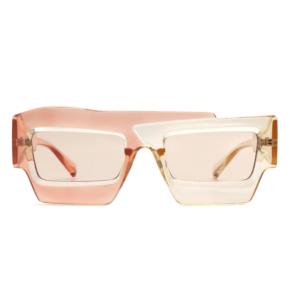 VR2124 - SQUARE FUTURISTIC FLAT TOP IRREGULAR TWO-TONE SUNGLASSES